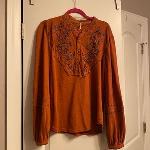Free People orange peasant top